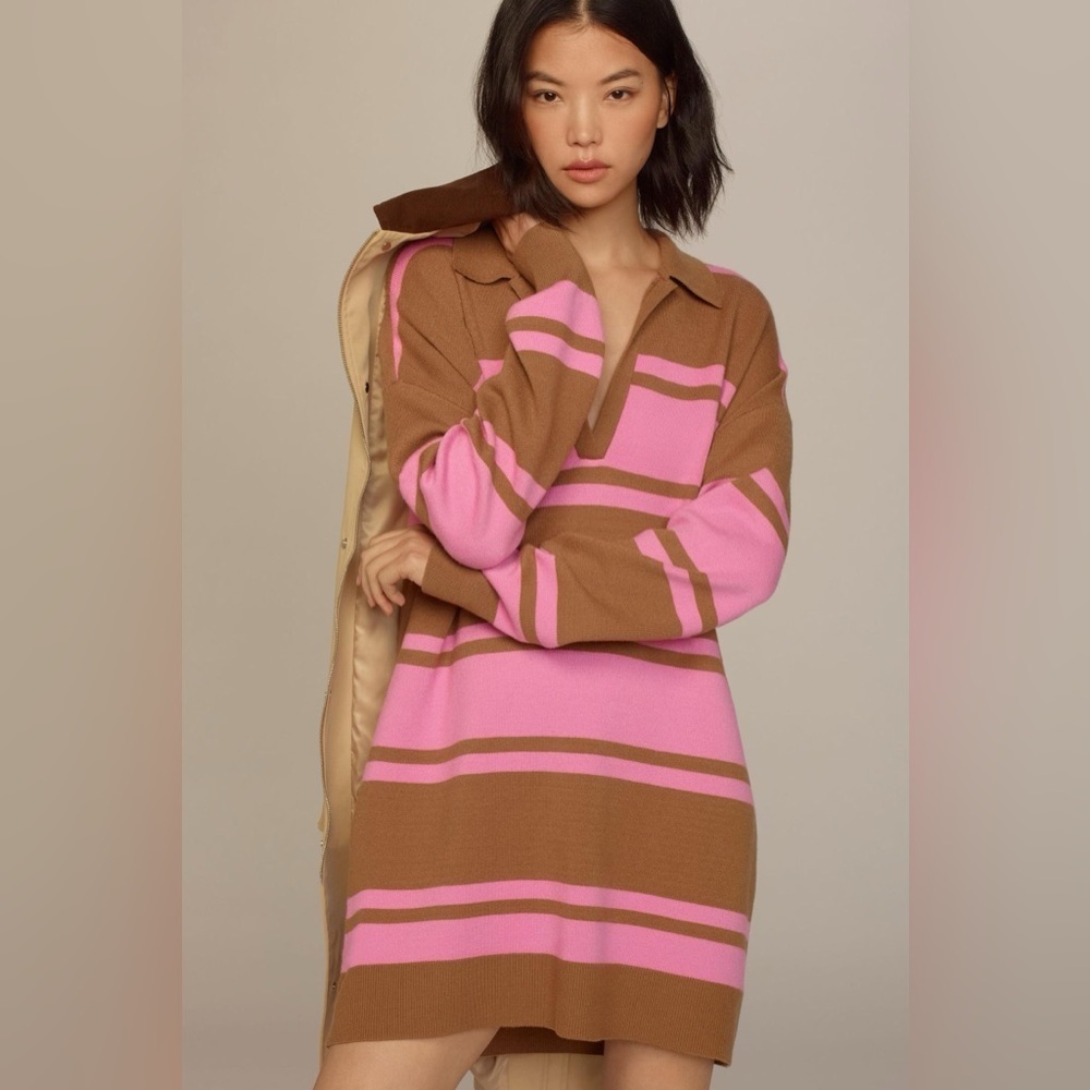 NWT Size S (P2P 23") - By Anthropologie Color Block Mini Sweater Dress